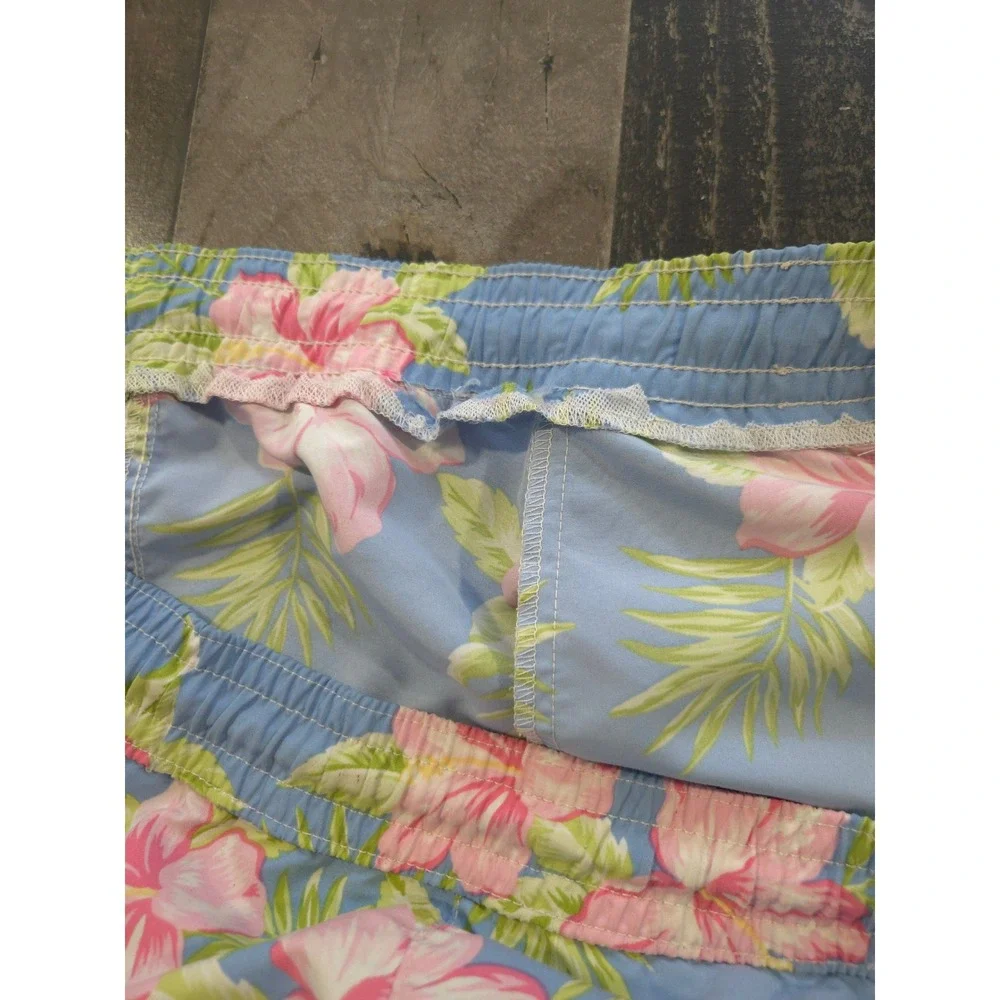 Polo Ralph Lauren Mens XL Blue Pink Hibiscus Floral Tropical Swim Trunks Shorts